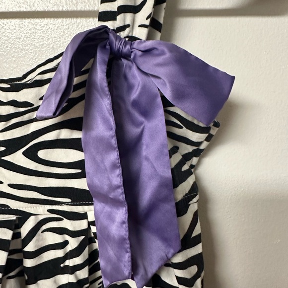 American Girl Size 8 Zebra Print Dress with Purple Bow - Picture 2 of 3